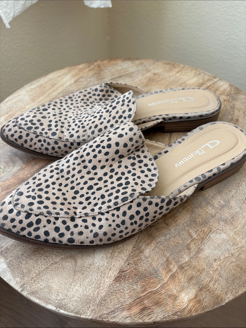 CL by Laundry Tan Leopard-Print Slip-On Mules